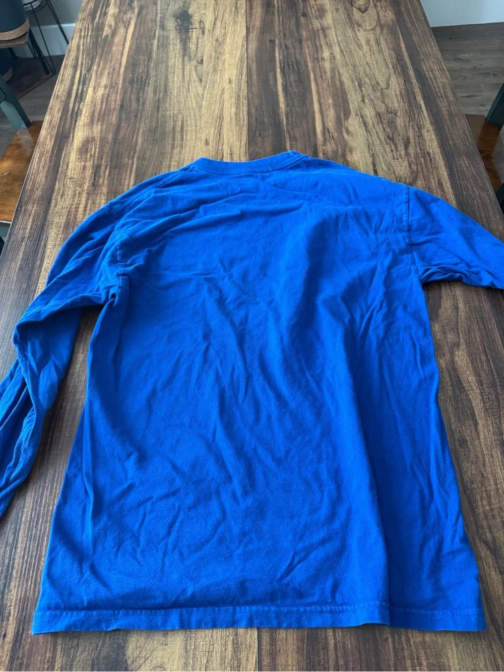 adidas Royal Blue Long-Sleeve Graphic Tee with Red Accents